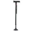 Bastón de seguridad con luz y alarma GIMA – Base antideslizante 4 patas negra, altura regulable 78–100,5 cm | Ref. 43052