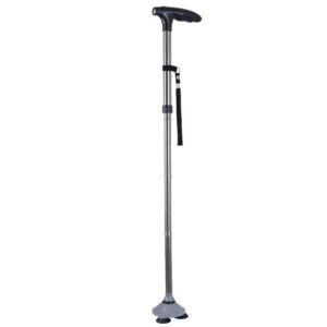 Bastón plegable con luz LED Trusty Cane GIMA – Asta de aluminio, altura regulable 85-97 cm y base giratoria de 360°