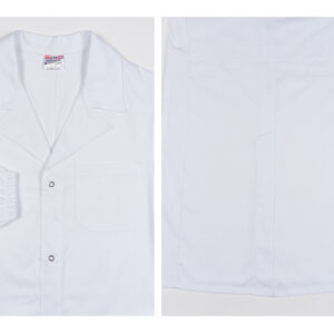 Bata Blanca de Algodón 100% para Profesional Sanitario – Unisex con Automáticos y Mujer con Botones (Talla 40 UE / XS USA / 36 FR) – GIMA