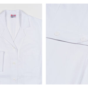 Bata Blanca de Algodón 100% para Profesional Sanitario – Unisex con Automáticos y Mujer con Botones (Talla 40 UE / XS USA / 36 FR) – GIMA