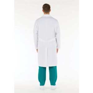 Bata Blanca Sanitaria 100% Algodón GIMA – Unisex con Botones Automáticos, Talla 44 (Ref. GM26082-F)