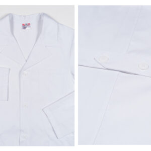 Bata Blanca Sanitaria 100% Algodón GIMA – Unisex con Botones Automáticos, Talla 44 (Ref. GM26082-F)