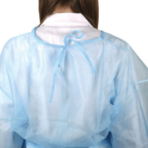 Bata desechable impermeable de polipropileno 25 g/m² no estéril · manga larga con puño elástico · GIMA (Ref. GM21131 / GM21132) · Caja de 100 unidades