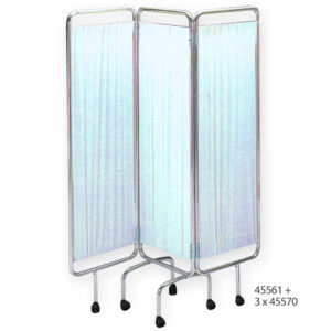 Biombo / mampara móvil de 3 paneles con ruedas GIMA (Ref. GM45561) · Separación de espacios en hospital y clínica, sin cortinas