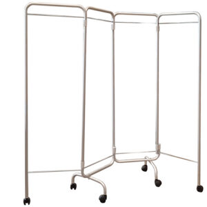 Biombo / mampara móvil de 3 paneles con ruedas GIMA (Ref. GM45561) · Separación de espacios en hospital y clínica, sin cortinas