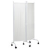 Biombo móvil de 2 hojas con cortinas de plástico blanco lavables e ignífugas | Estructura de acero epoxi | 100 × 169 cm | Ruedas Ø 50 mm | GIMA (Ref. 45587)