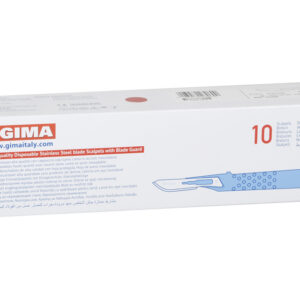 Bisturí desechable estándar GIMA N.º 10 a N.º 24, estéril, hoja de acero inoxidable con mango ABS – Caja de 10 uds. (Refs. GM27060-GM27068)