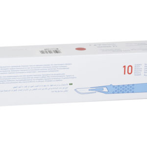 Bisturí desechable estándar GIMA N.º 10 a N.º 24, estéril, hoja de acero inoxidable con mango ABS – Caja de 10 uds. (Refs. GM27060-GM27068)