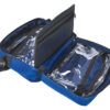 Bolsa de primeros auxilios GIMA First Aid Bag azul, vacía, con bolsillos interiores transparentes y correa de transporte · Ref. 27132 · EAN 8023279271324