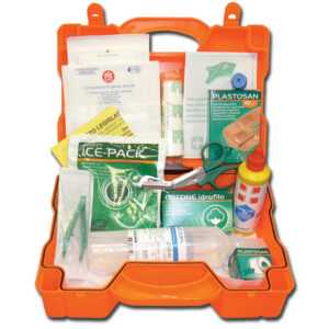 Botiquín de primeros auxilios pequeño tipo A en maletín de plástico GIMA – Kit para oficinas y talleres de 2 personas (Ref. 34184, 290 x 215 x 90 mm)