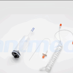 Jeringa alta presión MEDTRON INYECTRON 82 MRT modelo 400301B para resonancia magnetica, capacidad 200 ml con pico largo y tubo conexión Y
