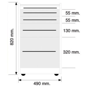 Cajonera Móvil Carro Clínico GIMA GE414 – 4 Cajones, 49 cm, Blanco | Mobiliario Médico con Ruedas (Mobile Space)