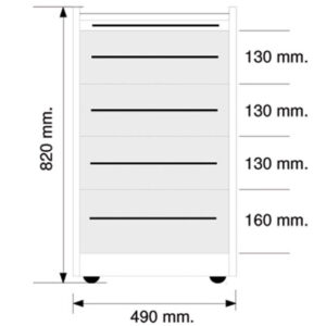 Cajonera Móvil Carro Clínico GIMA GE414 – 4 Cajones, 49 cm, Blanco | Mobiliario Médico con Ruedas (Mobile Space)