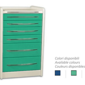 Cajonera Móvil con Ruedas GIMA GE419 de 6 Cajones y 49 cm – Unidad de Almacenamiento para Consulta Médica, Fisioterapia y Estética (Blanco, Ref. GM45442)