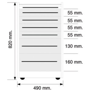 Cajonera Móvil con Ruedas GIMA GE419 de 6 Cajones y 49 cm – Unidad de Almacenamiento para Consulta Médica, Fisioterapia y Estética (Blanco, Ref. GM45442)