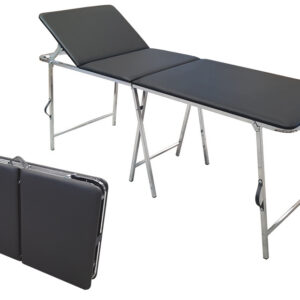 Camilla de Exploración Portátil Plegable Tipo Maleta en Negro – Patas de Acero Cromado y Tapizado Lavable, Carga Máx. 100 kg | GIMA (Ref. 27407)