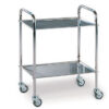 Carro auxiliar LANCART medio de acero inoxidable 70 x 50 x H 80 cm con 2 estantes y ruedas Ø 80 mm – GIMA (Ref. 45811)