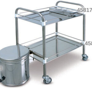 Carro auxiliar LANCART medio de acero inoxidable 70 x 50 x H 80 cm con 2 estantes y ruedas Ø 80 mm – GIMA (Ref. 45811)
