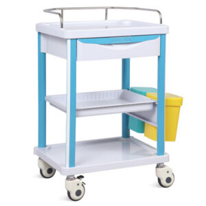 Carro Clínico NEO PLUS – GIMA Ref. 45715 | Carro de Curas de Aluminio, Acero y ABS con Riel de Seguridad, Cajón y Ruedas con Freno
