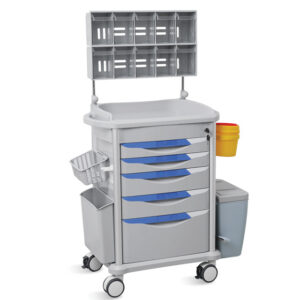 Carro de Anestesia GIMA NEO PLUS (Ref. 45718) – Carro para anestesia con 5 cajones, ABS antibacteriano y estructura de acero y aluminio