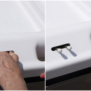 Carro de Curas Multifunción GIMA 65x88xH100 cm – Acero con Polvos Epoxídicos Antimicrobianos, 4 Cajones con Llave, Mesa Retráctil y Papelera 10 L (Ref. 45711)