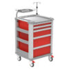 Carro de Emergencia Compacto GIMA en Aluminio | 5 Cajones de Extracción Total, Encimera con Borde de Contención y Cierre Centralizado | 634 x 605 x 975 mm | Ref. GM45665