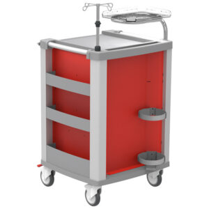 Carro de Emergencia Compacto GIMA en Aluminio | 5 Cajones de Extracción Total, Encimera con Borde de Contención y Cierre Centralizado | 634 x 605 x 975 mm | Ref. GM45665