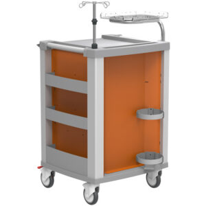 Carro de Emergencia Compacto GIMA en Aluminio | 5 Cajones de Extracción Total, Encimera con Borde de Contención y Cierre Centralizado | 634 x 605 x 975 mm | Ref. GM45665