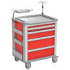 Carro de Emergencias MEDI KART GIMA | 5 cajones, aluminio, ruedas Ø 125 mm | Rojo | Ref. GM45667-F