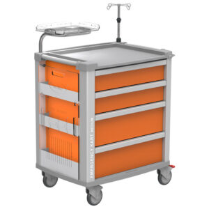 Carro de Emergencias MEDI KART GIMA | 5 cajones, aluminio, ruedas Ø 125 mm | Rojo | Ref. GM45667-F