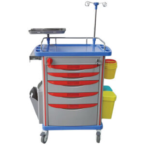 Carro de Emergencias NEO para Reanimación | 5 Cajones con Accesorios Incluidos, Ruedas de Ø 10 cm y Doble Sistema de Cierre | GIMA Ref. 45722