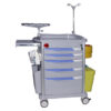 Carro de Emergencias NEO PLUS GIMA | Carro de Paro y Reanimación con 5 Cajones, ABS Antibacteriano, Portasueros y Bandeja para Desfibrilador | Ref. GMA45720