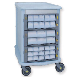 Carro de Farmacia de Doble Cara con 62 Cajones para Medicación Unidosis | Carro de Medicación Monodosis con 31 Cassettes por Lado y Sistema de Cierre (Ref. GM45731, GIMA)