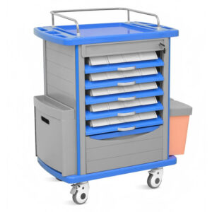 Carro de Medicación NEO de Doble Lado con 10 Cajones, Estructura de Acero y Aluminio y Superficie Antibacteriana | Ref. GIMA 45725 | 75x48x92 cm