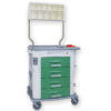 Carro de Terapia Aurion GIMA con 4 cajones superiores de poliuretano Baydur®, cierre central con llave y ruedas con freno – Ref. GM45740 (Verde)