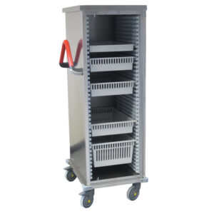 Carro de Transporte ISO para Bandejas y Cestas en Acero Inoxidable AISI 304, con Puertas de Policarbonato y Cierre con Llave – GIMA (Ref. 27936)