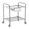 Carro LANCART de acero inoxidable 60 × 40 × 80 cm con cajón y 2 baldas – Carro auxiliar compacto para clínica (GIMA, Ref. 45808)