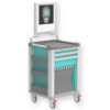 Carro Médico Compacto con Negatoscopio LED GIMA VIEWER KART 2 Turquesa | 2 Cajones Pequeños + 1 Mediano y 10 Carpetas – Ref. 45672