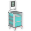 Carro médico con negatoscopio LED compacto GIMA – Carro Viewer Turquesa con 2 cajones, 2 portacarpetas y cierre centralizado (Ref. 45671)