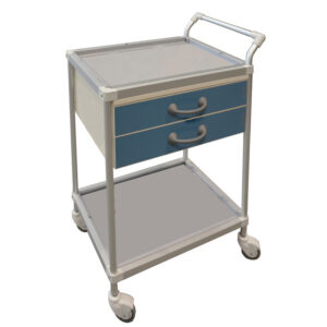 Carro médico Deluxe con 2 cajones – 65 x 45 x H 80 cm, aleación ligera anodizada y estantes de acero inoxidable · GIMA Ref. 27422 (SKU GM27422)