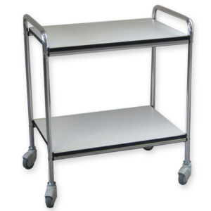 Carro médico GIMA 3 sin barandas – Tamaño mediano (70 × 50 × H 78 cm) de aluminio con 2 estantes y ruedas de nylon | Ref. 27426