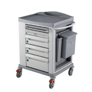 Carro Médico GIMA KS BASIC – Talla Pequeña con Cajón, Tapa Superior y Porta Residuos (Ref. GM45680) · Carro para Equipos Médicos