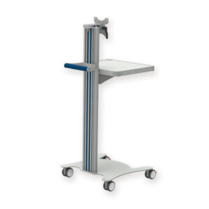 Carro médico multifuncional GIMA Super Easy con estante – Carro para equipos médicos con base y balda robusta, ruedas Ø 65 mm con freno (Refs. 27869-71)