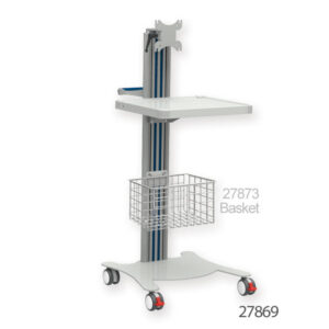 Carro médico multifuncional GIMA Super Easy con estante – Carro para equipos médicos con base y balda robusta, ruedas Ø 65 mm con freno (Refs. 27869-71)