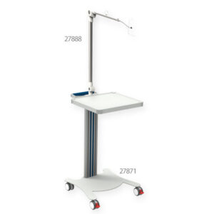 Carro médico multifuncional GIMA Super Easy con estante – Carro para equipos médicos con base y balda robusta, ruedas Ø 65 mm con freno (Refs. 27869-71)