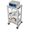 Carro médico TRIS de GIMA para ECG, electrocirugía y equipos de diagnóstico · 2 estantes · 4 ruedas de nylon giratorias · Carga 39 kg · Ref. 27438