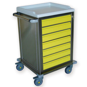 Carro Modular para Equipos Médicos con 7 Cajones Pequeños – GIMA (Ref. GM45600-F) | Acero Pintado, Ruedas Antiestáticas Ø 125 mm