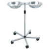 Carro Portacubetas Doble de Acero Inoxidable con Altura Regulable 60–95 cm y 2 Cubetas AISI 304 | Mesa auxiliar de quirófano GIMA – Ref. GM45881