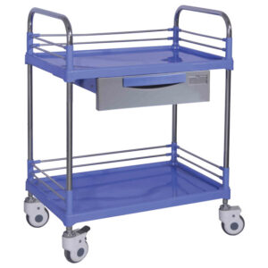 Carro Utilitario de Acero Inoxidable con 2 Estantes y Cajón | Ruedas Silenciosas Ø100 mm con Freno | GIMA Ref. 45792