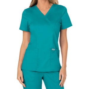 Casaca Sanitaria Cherokee Revolution Falso Cruzado Mujer – Mock Wrap Top, Uniforme de Enfermería